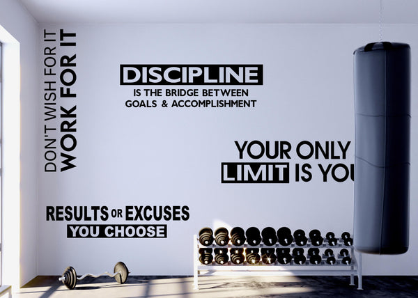 Set of 4 Gym Wall Quotes Vinyl Decals