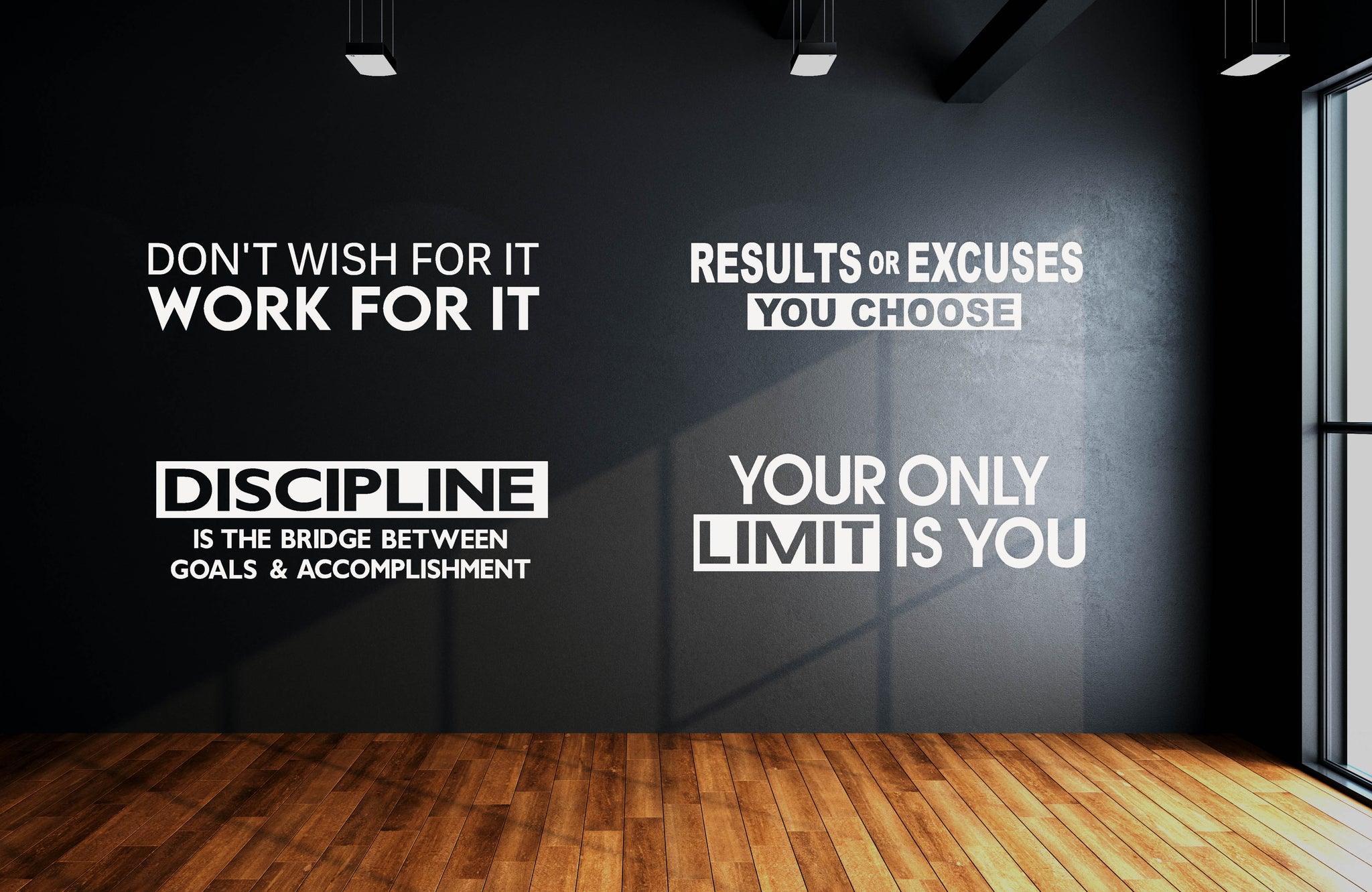 Set of 4 Gym Wall Quotes Vinyl Decals