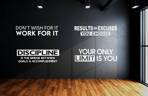 Set of 4 Gym Wall Quotes Vinyl Decals
