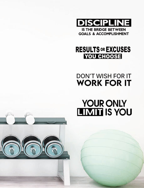 Set of 4 Gym Wall Quotes Vinyl Decals