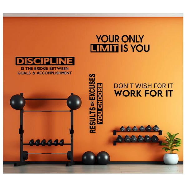 Set of 4 Gym Wall Quotes Vinyl Decals