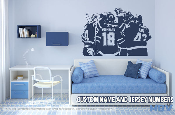 Hockey Players Decal - Custom Name and jersey numbers - Hockey wall art - hockey wall decor - Rinö home decor