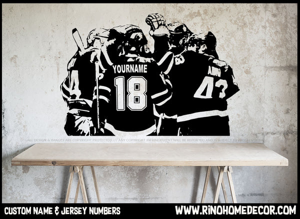 Hockey Players Decal - Custom Name and jersey numbers - Hockey wall art - hockey wall decor - Rinö home decor