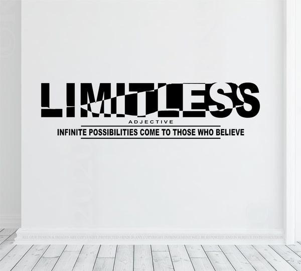 Limitless ajdective - Wall Decal vinyl sticker, motivational quote, wall art office, gym wall decor, home gym, fitness