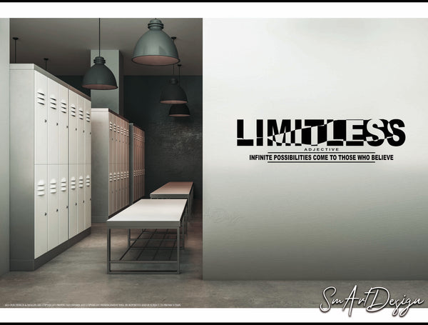 Limitless ajdective - Wall Decal vinyl sticker, motivational quote, wall art office, gym wall decor, home gym, fitness