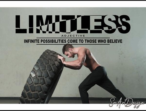 Limitless ajdective - Wall Decal vinyl sticker, motivational quote, wall art office, gym wall decor, home gym, fitness