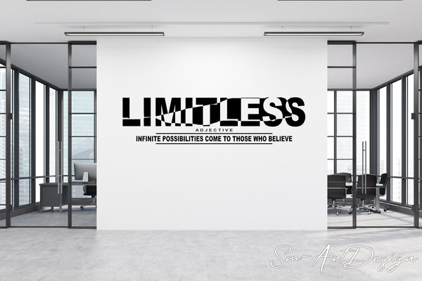 Limitless ajdective - Wall Decal vinyl sticker, motivational quote, wall art office, gym wall decor, home gym, fitness