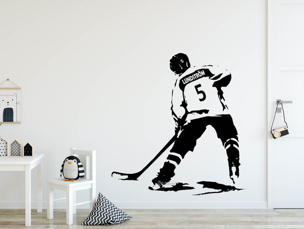 Hockey Wall Decal, Wall Art, Custom Name & Jersey Numbers Hockey Vinyl Decal, Personalized Wall decor, Ice Hockey sticker, man cave, bedroom