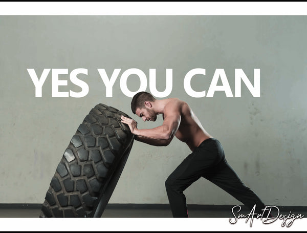 Yes you can, motivation wall vinyl decal, inspirational gym wall decor, success quote, office decor, home gym sticker