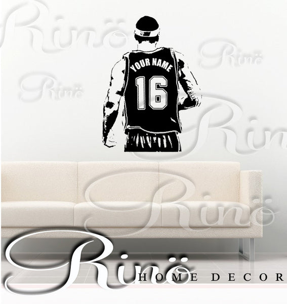 Basketball Player Decal - Wall Art Basketball - Custom Name basketball - Choose Name and jersey Numbers - Vinyl sticker decor kids bedroom