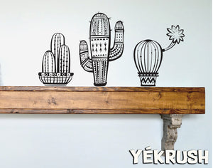 Cactus (3) wall decals, Cactus vinyl sticker, Cactus vinyl decals, cactus wall art, Saguaro wall stickers, Desert decor, Shelf decor idea