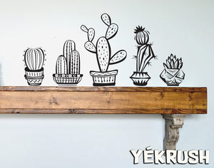 Cactus Vinyl Decals - Pack of 5 - each cactus can be cut and placed separately