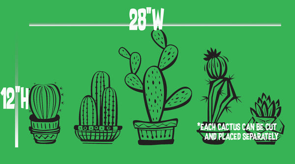 Cactus Vinyl Decals - Pack of 5 - each cactus can be cut and placed separately