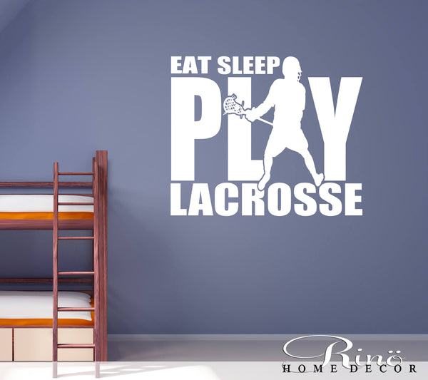 Lacrosse Wall art - Lacrosse decal - Lacrosse decor - eat sleep play lacrosse vinyl Decal LAX sticker player kids teen bedroom home decor
