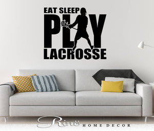 Lacrosse Wall art - Lacrosse decal - Lacrosse decor - eat sleep play lacrosse vinyl Decal LAX sticker player kids teen bedroom home decor 