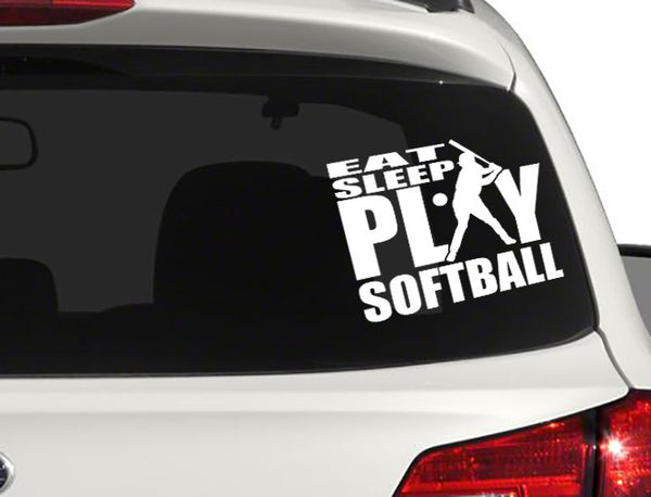 Eat sleep play softball Wall art vinyl Decal car window bumper sticker player kids teen bedroom home decor