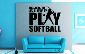 Eat sleep play softball Wall art vinyl Decal car window bumper sticker player kids teen bedroom home decor 