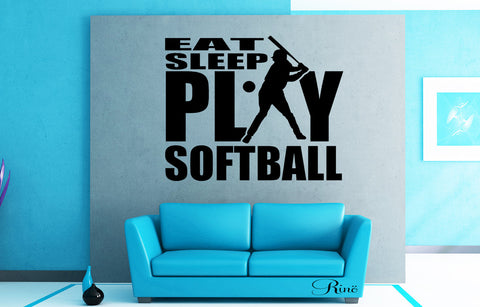 Eat sleep play softball Wall art vinyl Decal car window bumper sticker player kids teen bedroom home decor 