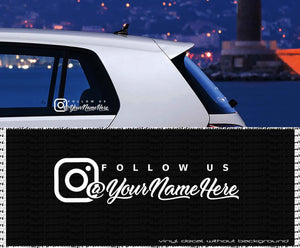 Follow us INSTAGRAM custom vinyl decal - personalized Text vinyl sticker- wall decals - car window - laptop - Decal without Background 