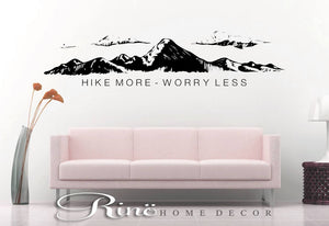 Hike more worry less wall decal wall quote vinyl lettering sticker home decor wall saying