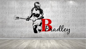 Lacrosse Decals Lax wall decal - Custom first name Lacrosse Decor - wall art vinyl sticker - Lacrosse player personalized kids boy bedroom