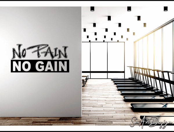 No Pain No Gain - Wall decal vinyl sticker - Home gym, Workout Motivation, Exercise, Gym wall decor, Fitness Training Gift Idea