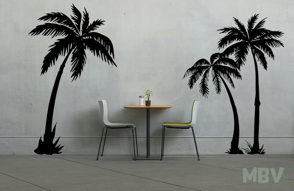 Palm Tree Wall Decals / set of 3 / 9 ft tall