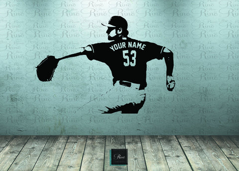 baseball kids bedroom - baseball wall art - baseball wall decal - pitcher vinyl sticker
